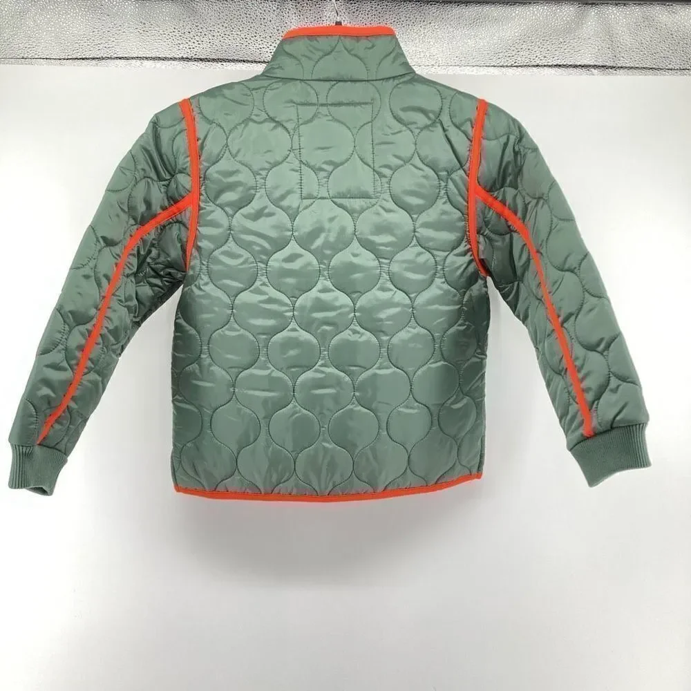 Free Assembly Girl’s Duck Green Lightweight Quilted Full Zip Jacket Medium 7/8